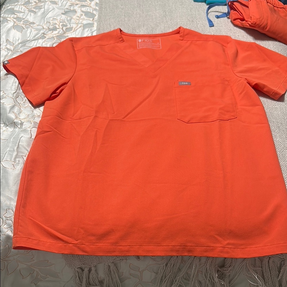 Figs Bright Orange Short Sleeve Tee